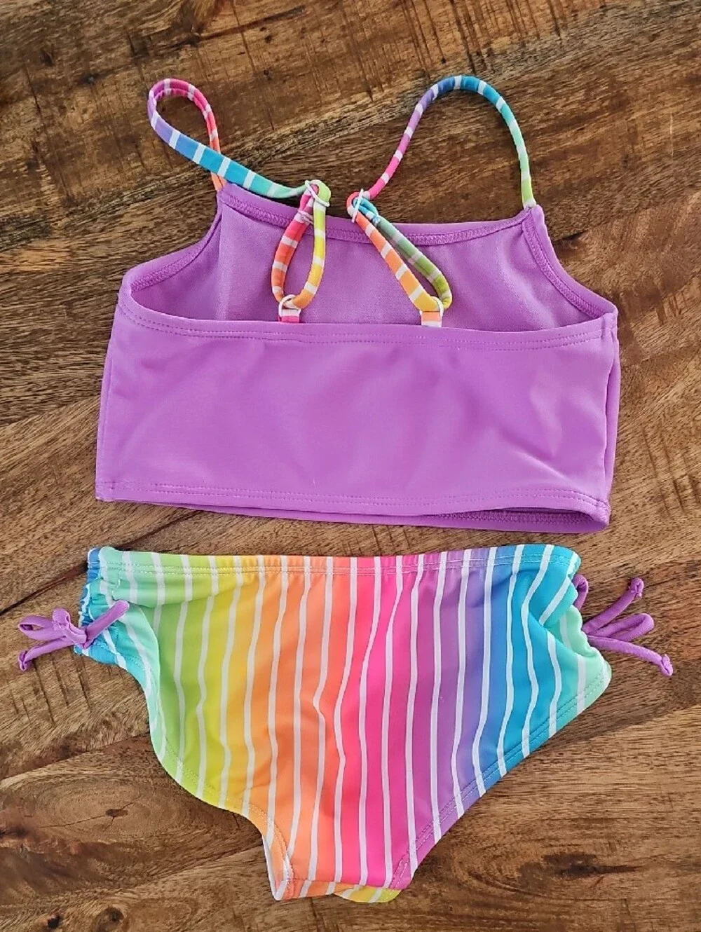 Cat & Jack Girls Unicorn Sparkles Rainbow Stripe Tankini Bikini Set 2pc